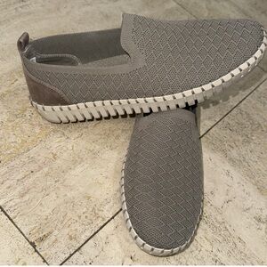 Skechers tan memory foam slip ons